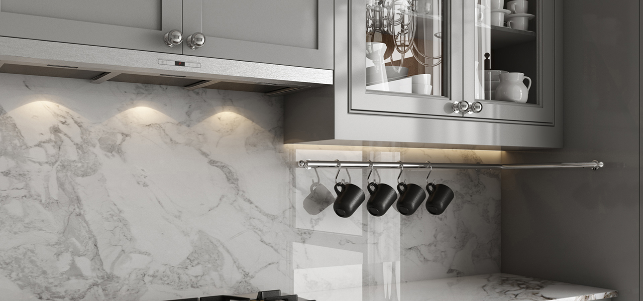 Left Hand Installed Heathcote Backsplash Rail - L Corner