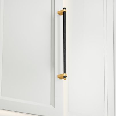 The image shown below is split satin brass and black finish