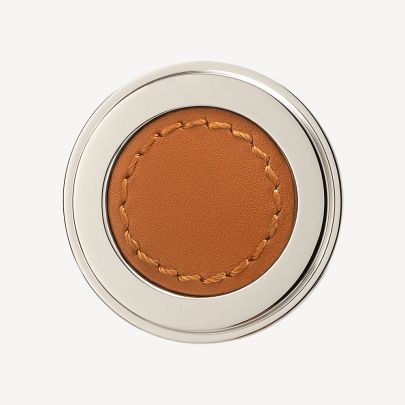 Split Polished Nickel and Tan Leather Finish Swatch(Finish ID : 66)